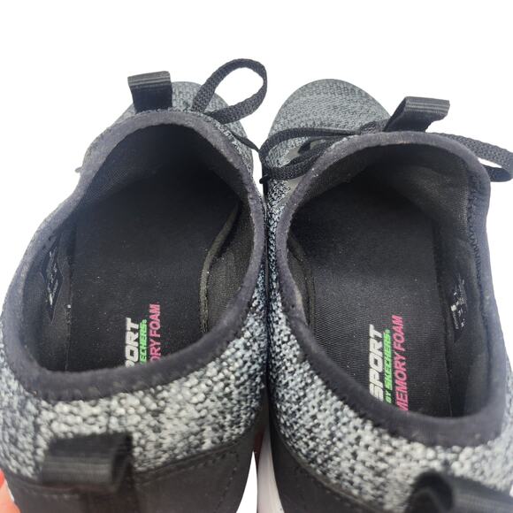 Skechers Shoes Womens 8 Gray Black White Knit Sport Memory Foam Comfort Running - Picture 8 of 11